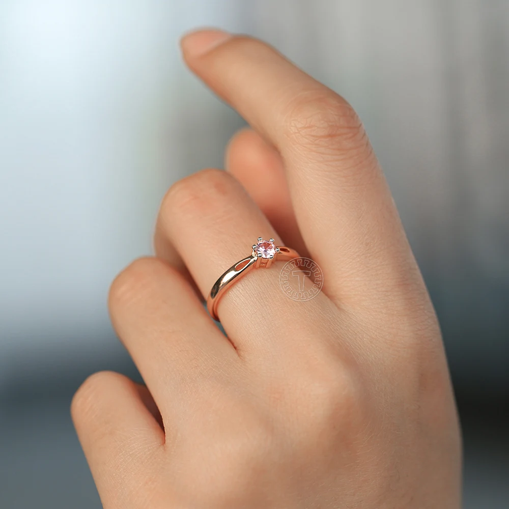 2/3/4/6/9/10mm Band Ring for Women Girls 585 Rose Color White Rhombus Cubic Zircon Wedding Engagement Jewelry Gifts LGR69