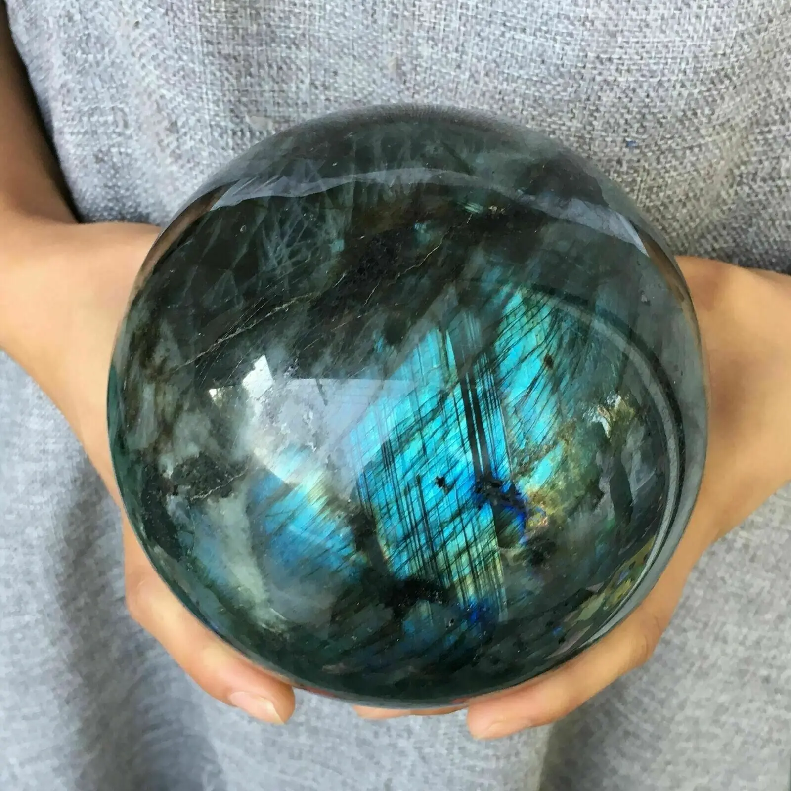 

200-1400g Natural Labradorite Crystal Orb Gemstone Sphere Ball Reiki Healing