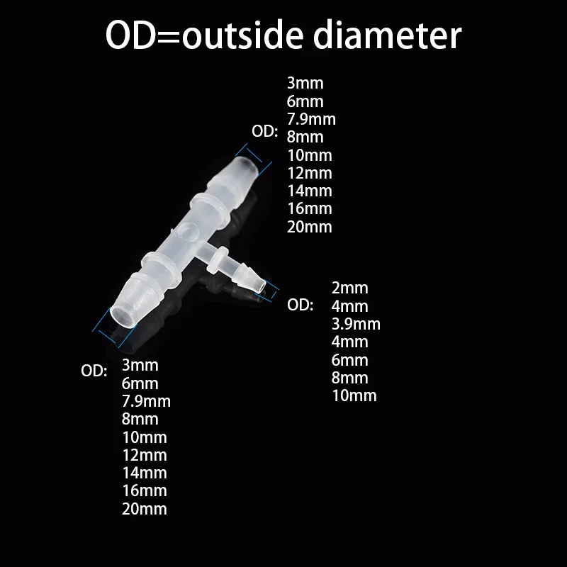 OD 3mm-20mm do 2-10mm PP teownik redukcyjny złącza akwarium Aerator pompy powietrza armatura nawadniania kropelkowego Pagoda złącze węża