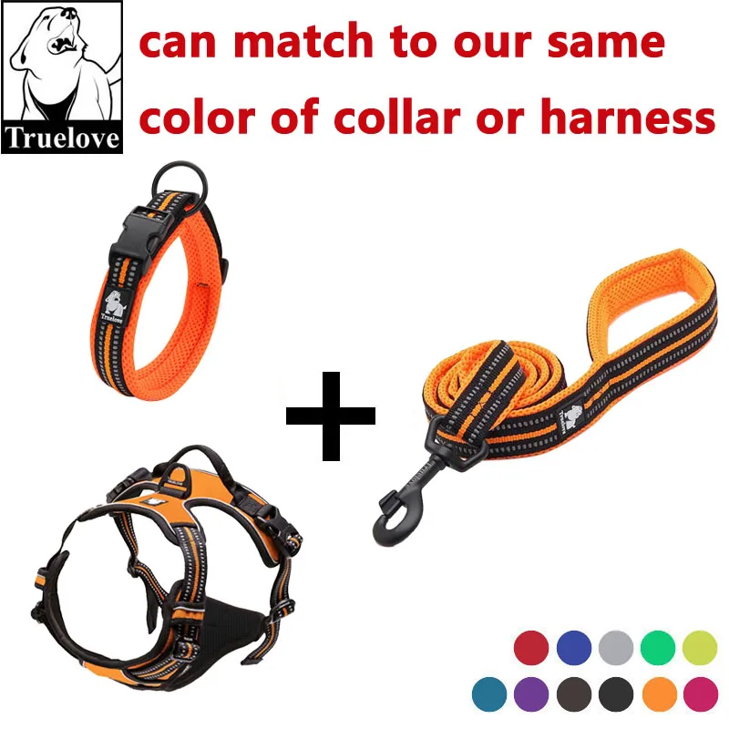 Truelove Soft Padded Mesh Dog Leash 3M Reflective Double Trickness safe Walking Training Pet Dog Lead leash 110cm 200cm orange