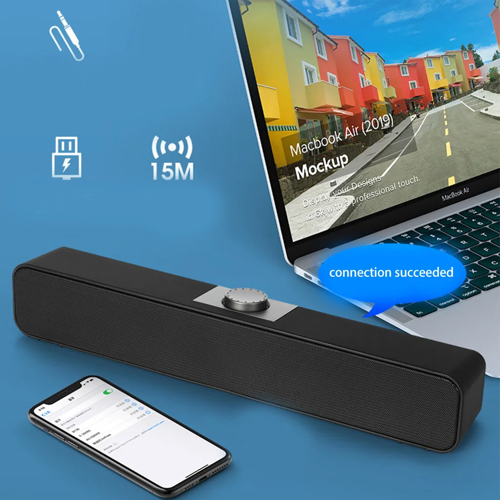 

Bluetooth-compatible/Wired Speaker Sound Bar USB Powered Home Theater Speakers Music Soundtrack Booming Bass Sound Speak