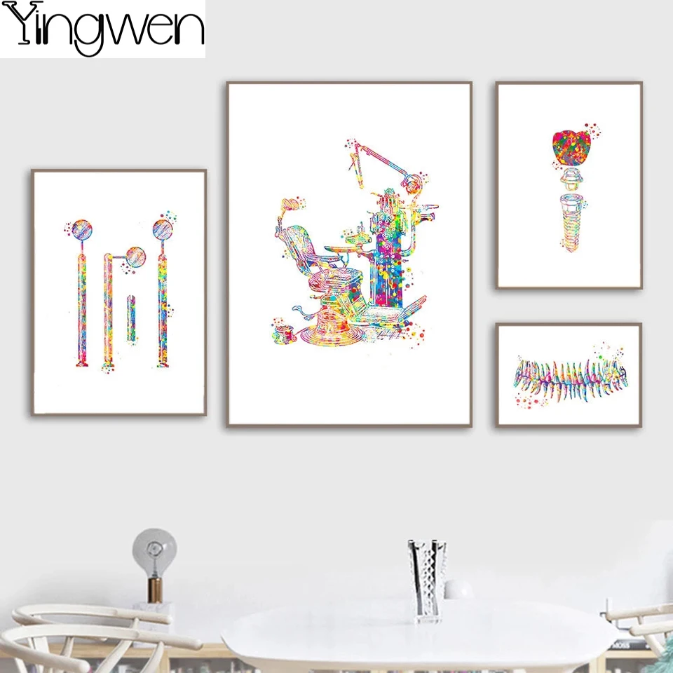 Dental Equipment Mosaic Teeth Anatomy Diamond Painting Dentist Gift Watercolor Picture DIY Diamond Embroidery Clinic Wall Decor