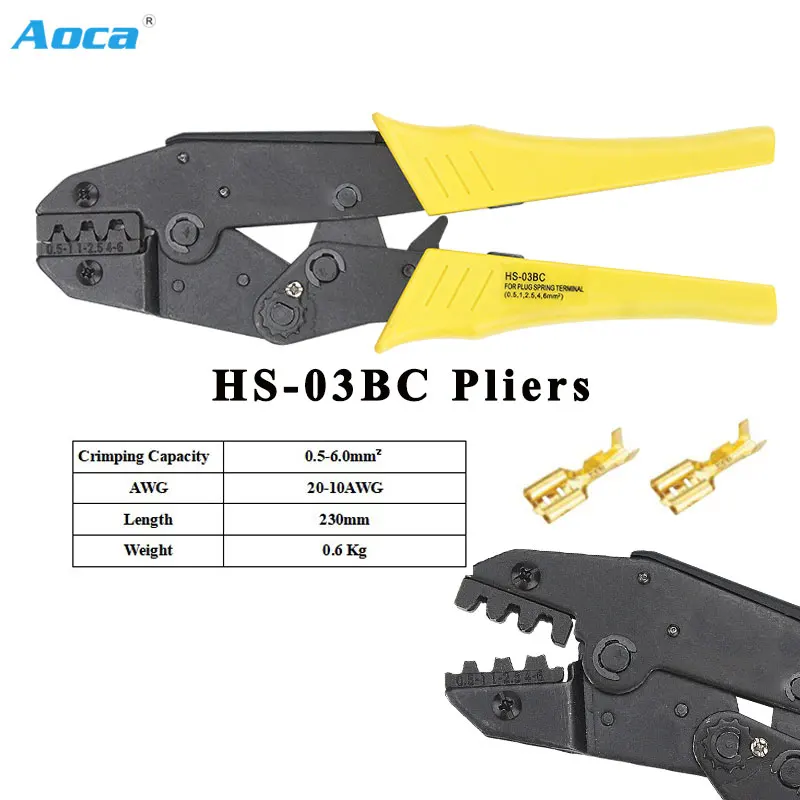 Crimping pliers HS-40J 10 jaw for plug/tube/insulation/non insulating/crimping cap/coaxial cable terminals kit 230mm clamp tools