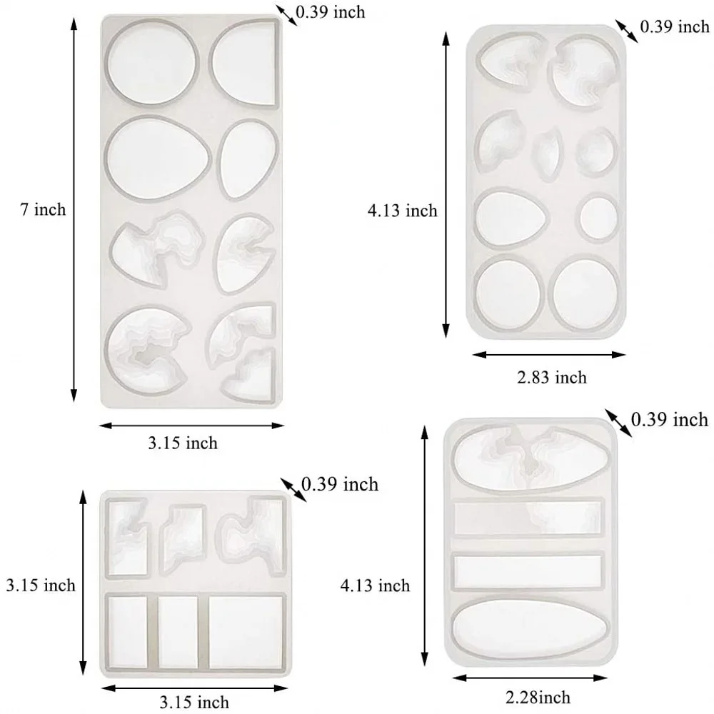 DIY Crystal Epoxy Resin Mold Square Round Island Terrace Necklace Pendant Silicone Mold