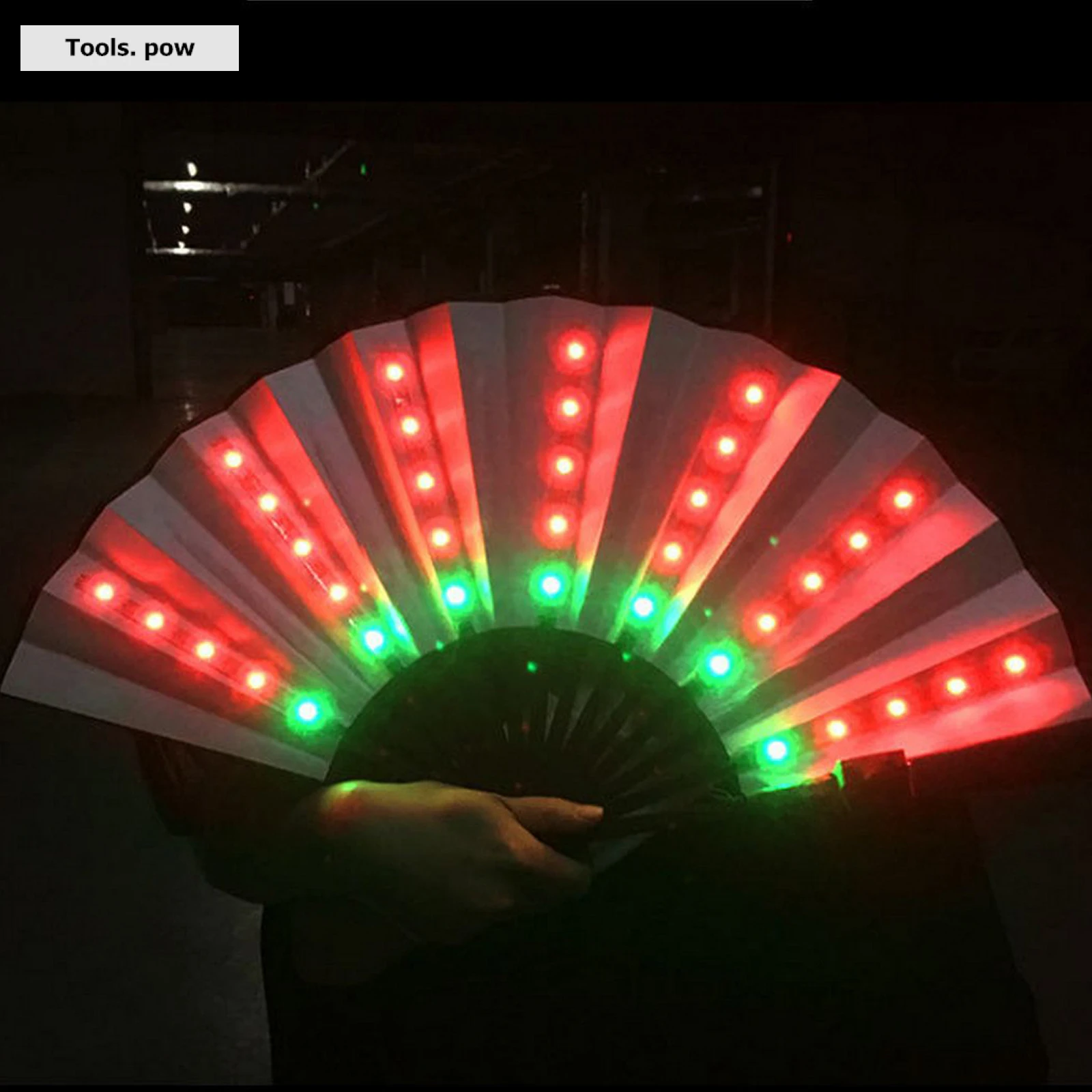 Chinese Style Folding Fan with LED Light and Remote Control Colorful Chinese Hand Held Folding Fan for Party/Dance LED Paper Fan