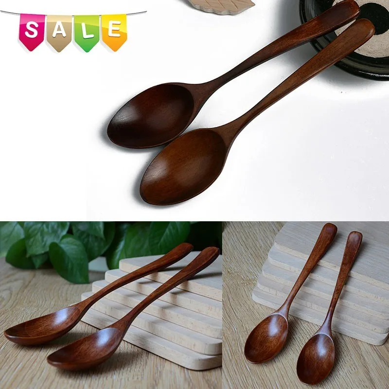 Hot Sale Lot Wooden Spoon Bamboo Kitchen Cooking Utensil Tool Soup Teaspoon Catering Kids Spoon kitchenware for Rice Soup