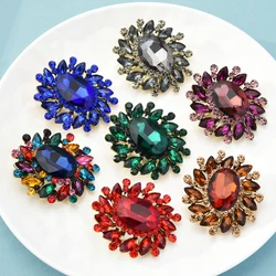 Wuli&baby Crystal Round Flower Brooches For Women Unisex 7-color Classic Flower Party Office Brooch Pins Gifts