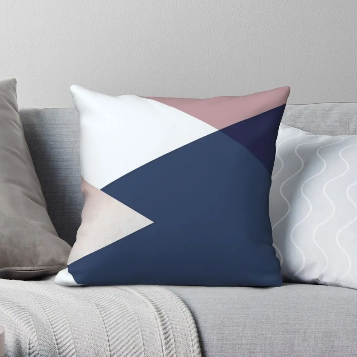 

Geometrics Blush Indigo Rose Gold Pillowcase Polyester Linen Velvet Creative Zip Decorative Pillow Case Home Cushion Cover 18"