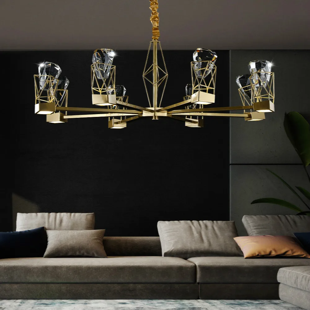 Crystal Chandelier Post-Modern Simple Lamp in the Living Room Copper Dining-Room Lamp Designer Personality Creative Bedroom