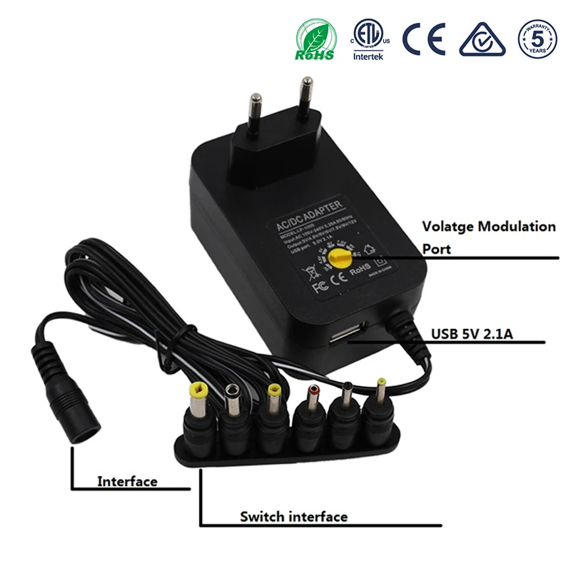 3v 4.5v 6v 7.5v 9v 12v 3A 30W Universal power adapter Multi Voltage Power Supply Adapter Converter Cable 7 Plugs adapters