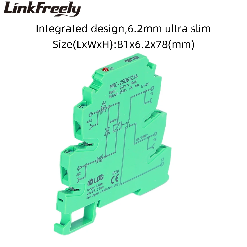 Imagem -03 - Placa de Módulo de Relé 6a 250ac dc 10 Peças Bobina 24vdc Mini Plc Interface Programável Interruptor de Relé Tensão