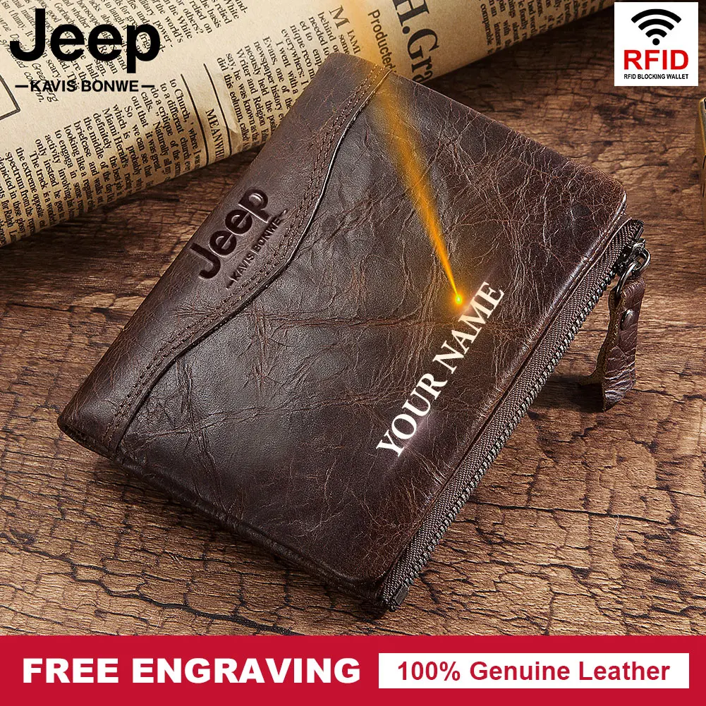 2022 New Men Wallets Name Customized Cowhide Leather Short Card Holder Men Purse High Quality Brand Male wallet Bag for Boys