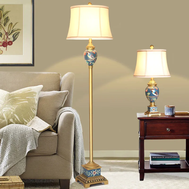 European Classical Mediterranean Sea Blue Led Floor Lamp Foyer Sofa Corner Reading Night Light H 160/165cm D20