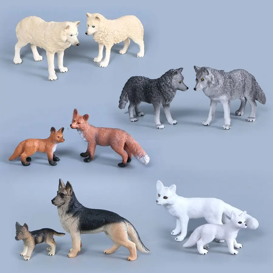 Simulation Shepherd,Wolf,Arctic Fox Hand Painted Animals Model Action Figurine Toys,PVC Collection Educational Toy For Kids