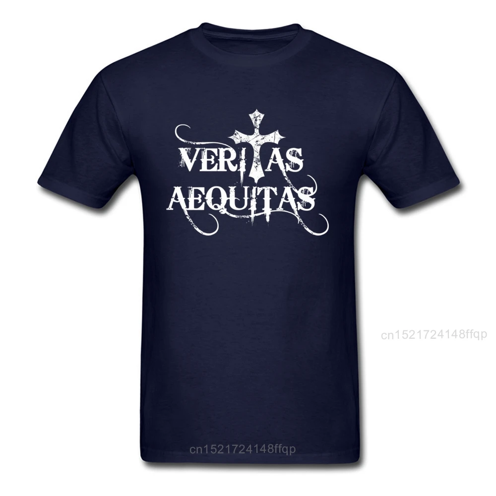 Latin Veritas Aequitas T-shirt Men Tshirts Truth And Justice T Shirt Father Day 100% Cotton Tees Design Letter Tops Gift Clothes