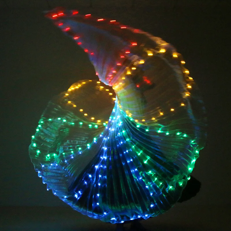 White Colorful Stage Performance Prop LED Wings Belly Dance Accessories Girls LED Wings Adult LED Butterfly Wings Without Sticks