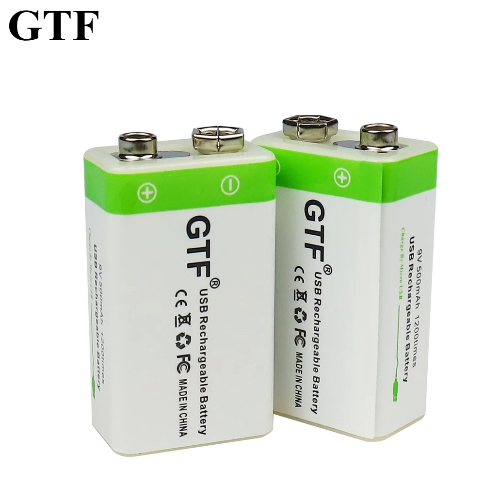 GTF 9V 500mAh lithium USB Rechargeable battery 9V li-ion Square battery for Toy Remote Control KTV Multimeter Microphone