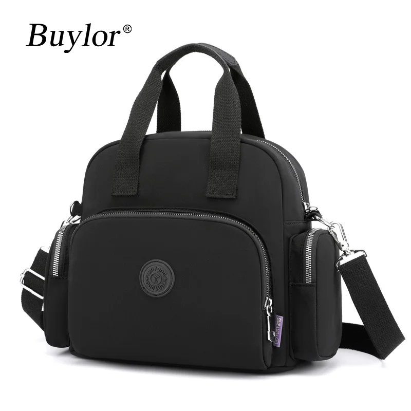 Buylor Women\'s Shoulder Bag Nylon Backpack Female Luxury Handbags Multifunctional Crossbody Bag with Hidden USB Charging