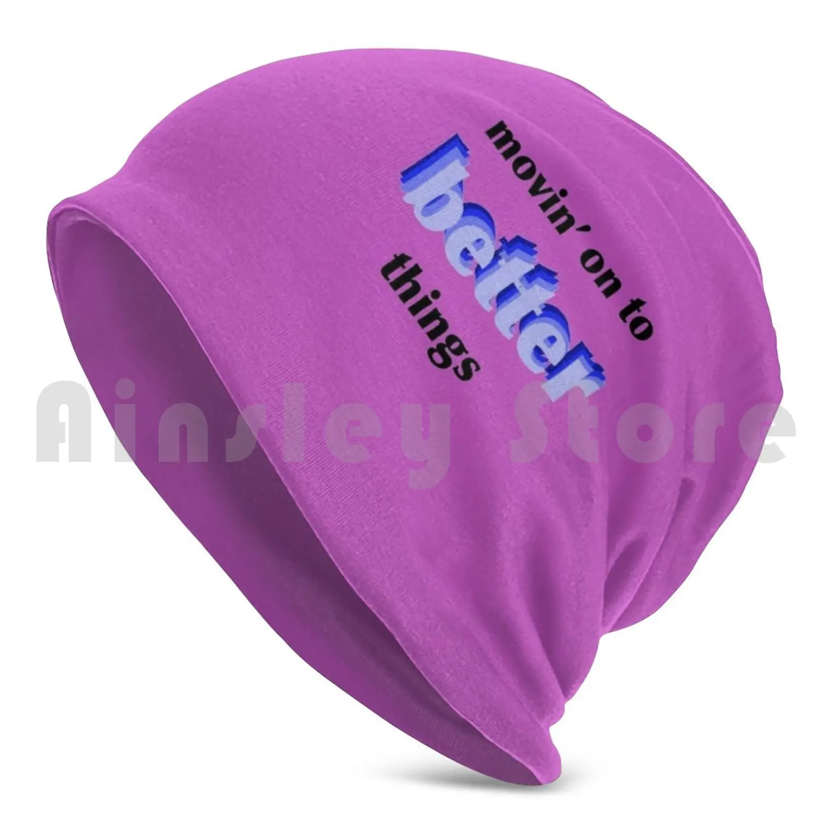 Movin' On Beanie Hedging Cap DIY Print Cushion Moving On Success Growth Happiness Drake Addison Rae Quotes Coffee Phrase