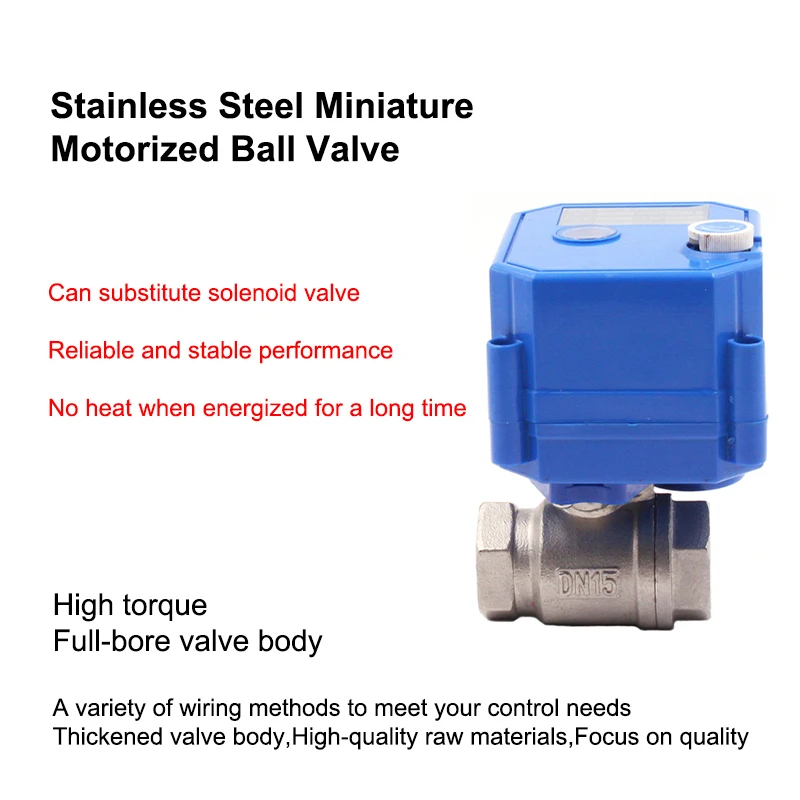 

1/4" 1/2" 3/4" 1" Motorized Ball Valve Stainless Steel 2-way 2/3 Wire Electric Actuator With Manual Switch AC220V DC24V DC12V