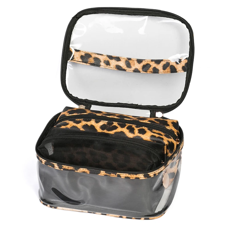 Ladies Leopard PVC Cosmetic Bag Travel Waterproof Beauty Makeup Toiletry Storage Case Lipsticks Holder Organizer Accessories