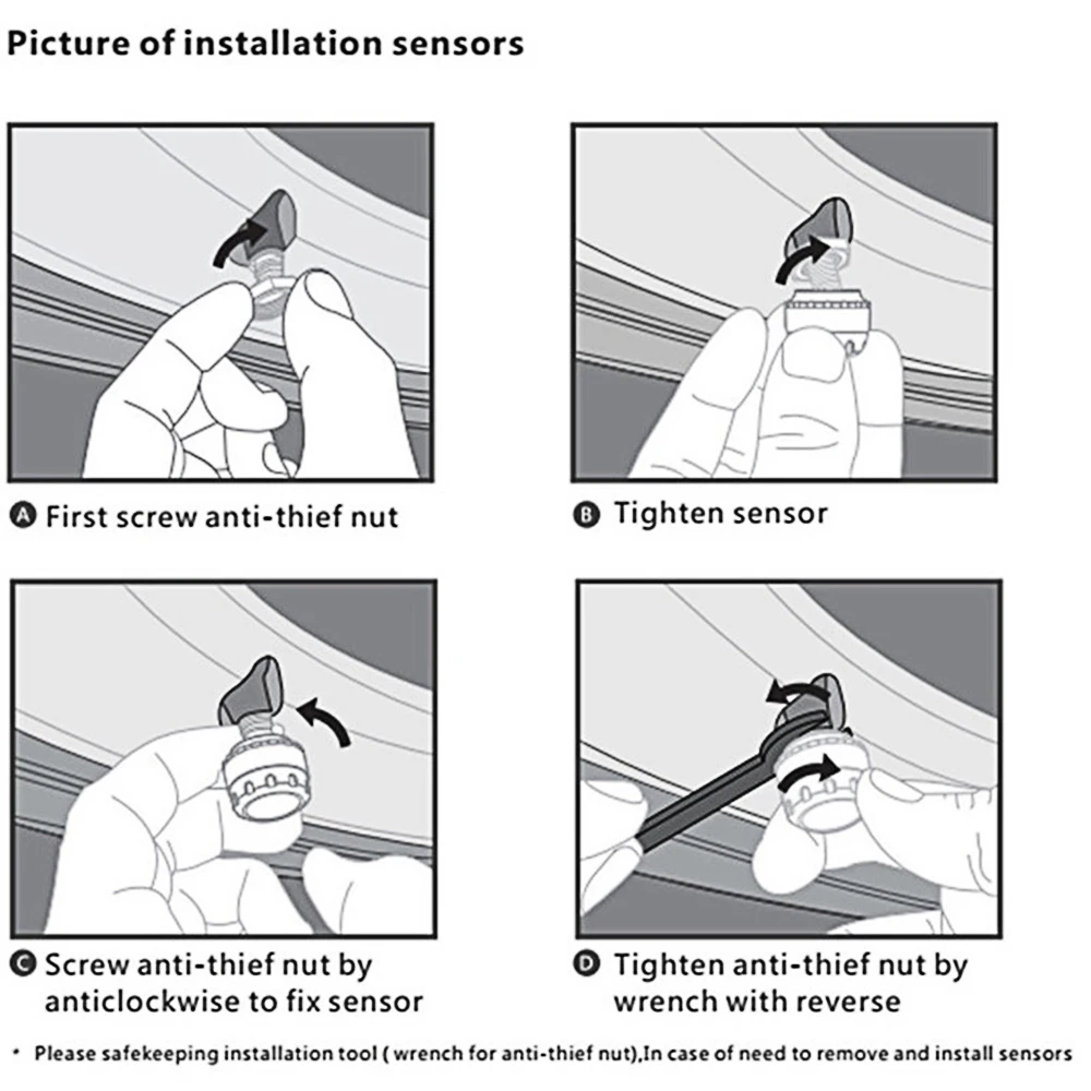 Auto Security Alarm Tire Pressure Monitoring System With 4 External Sensors