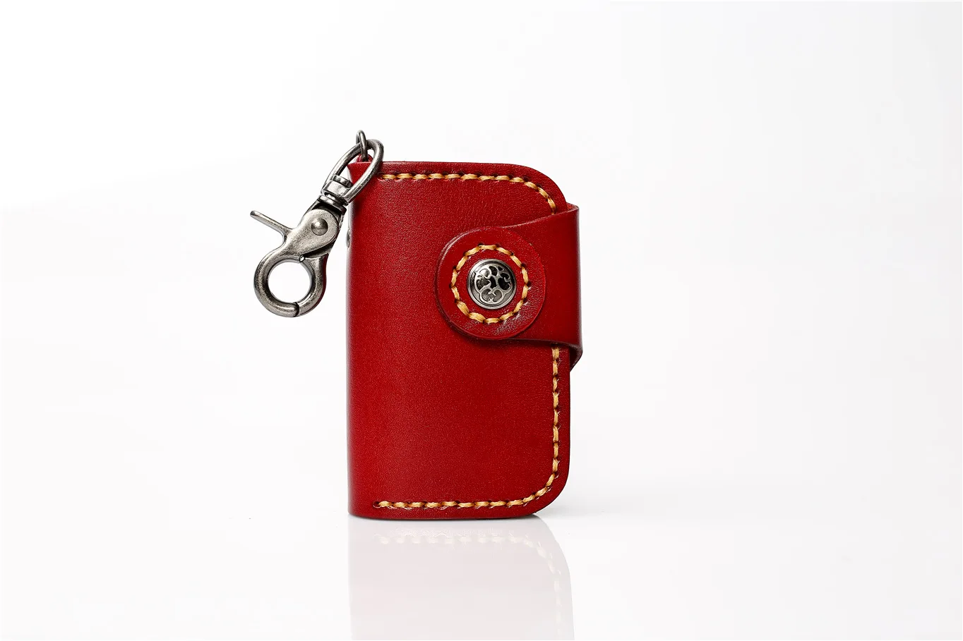 Hand Stitched Leather Key Holder Brown Vintage Style