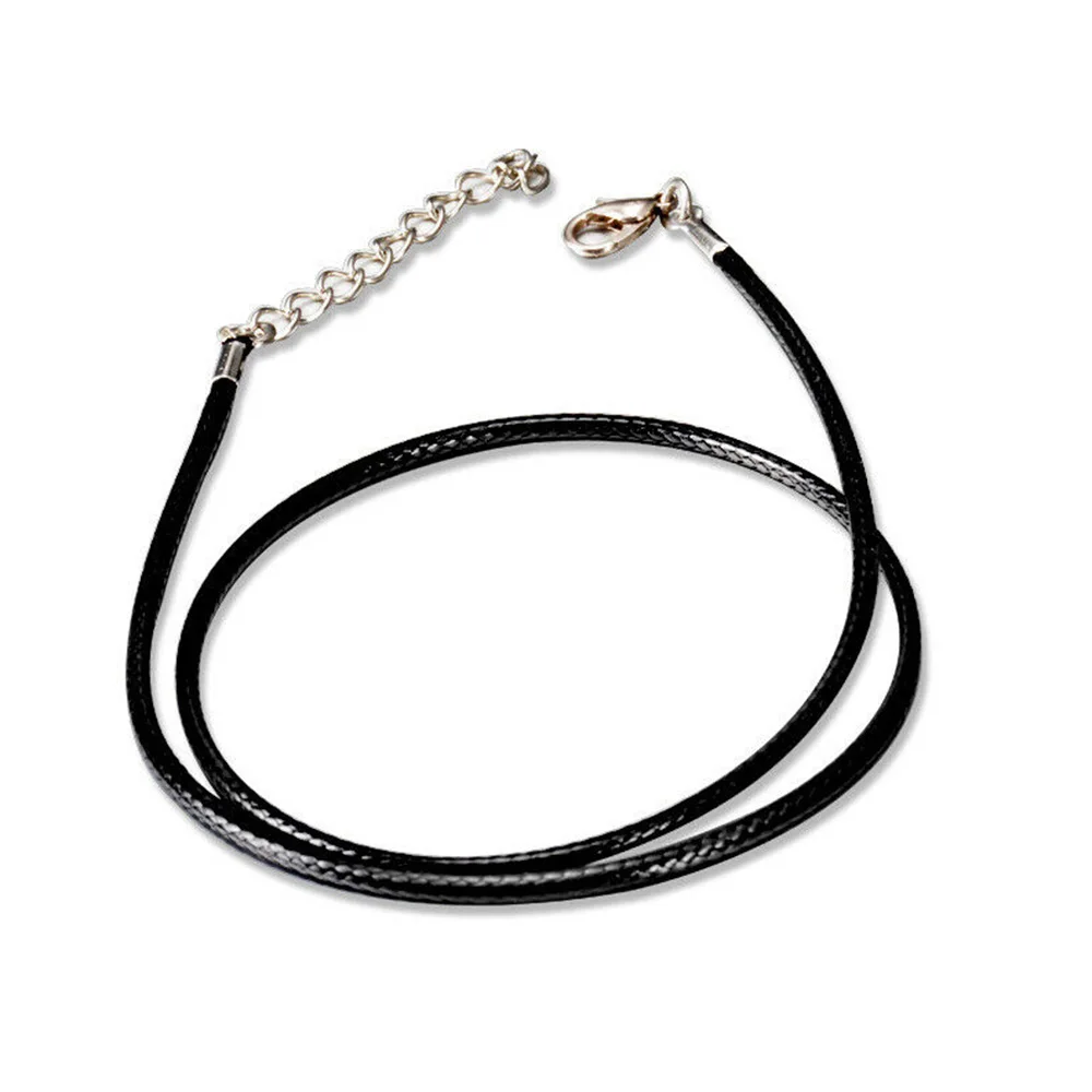 1/5/10PCS Black Necklace Wax Rope Leather String Line Charms Pendant Cords With Lobster Clasp Extender Chain