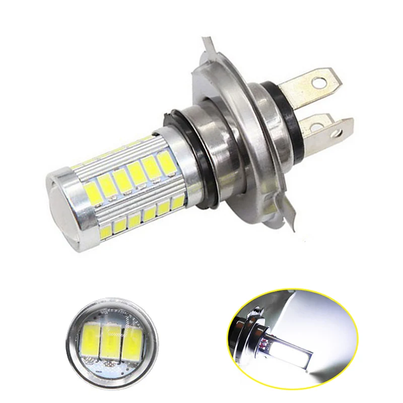 1PC H4 H7 LED Headlight 33SMD 5630 12V White Car Fog Light Driving Lamp Bulb Luminous Flux 800 LM Color Temperature 6000~6500k