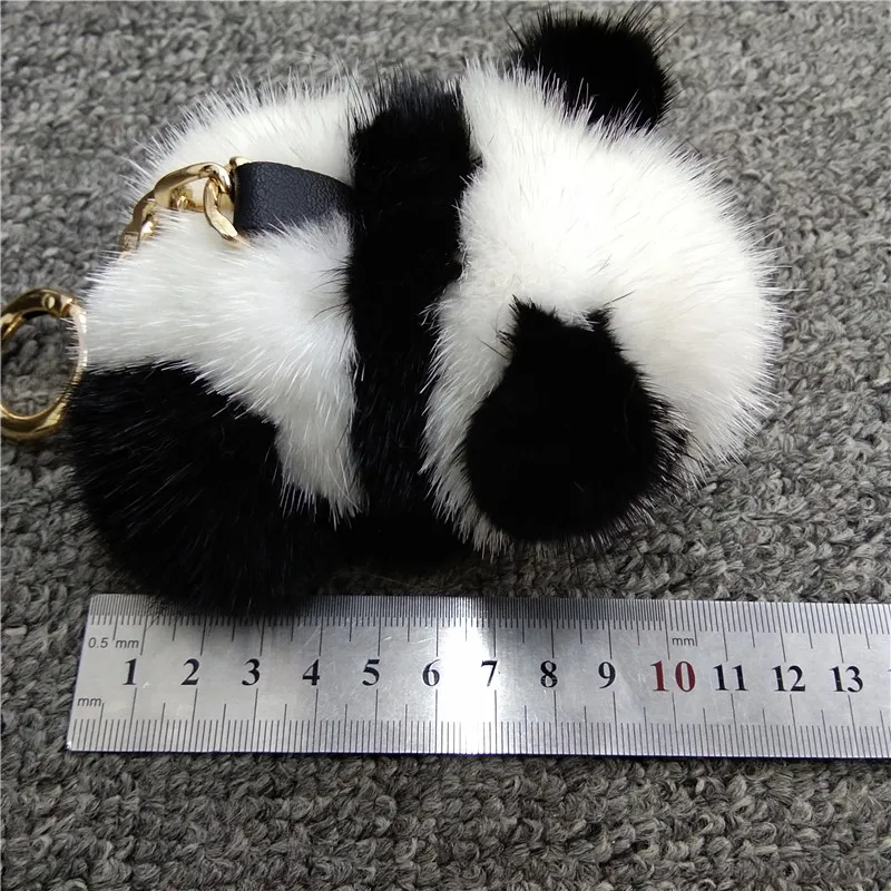 Mink panda doll bag pendant cute plush car ornaments creative fur doll keychain girl birthday gifts