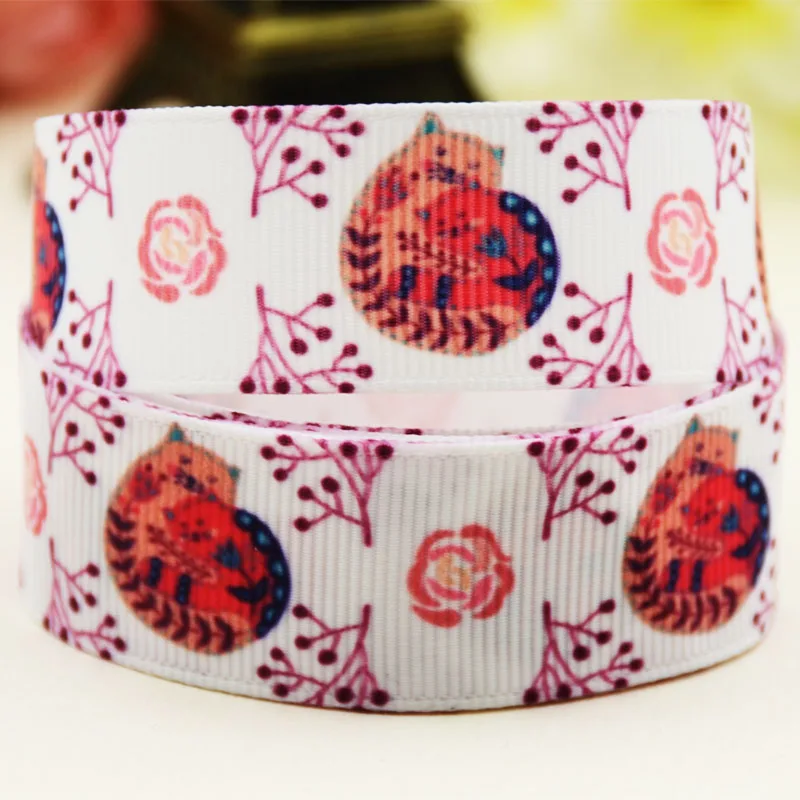 22mm 25mm 38mm 75mm Cat cartoon printed Grosgrain Ribbon party decoration 10 Yards satin ribbons