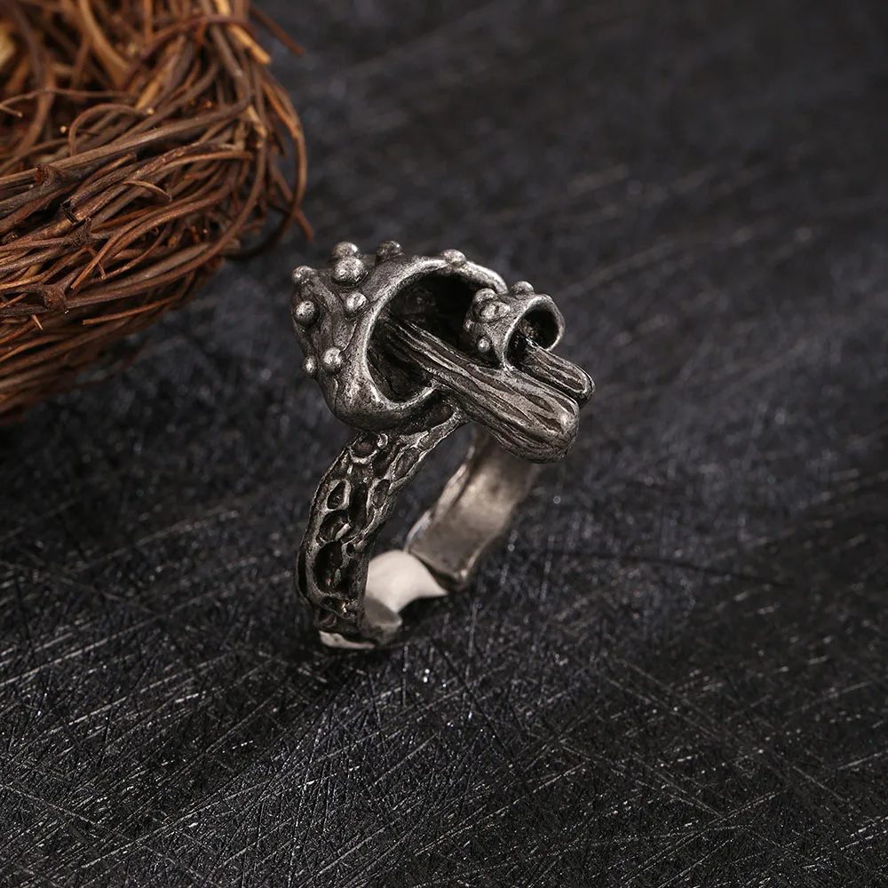 Anello a fungo Punk Vintage per donna uomo Rock Metal Plant Open Ring Street Hip Hop Cool Man Jewelry Rings