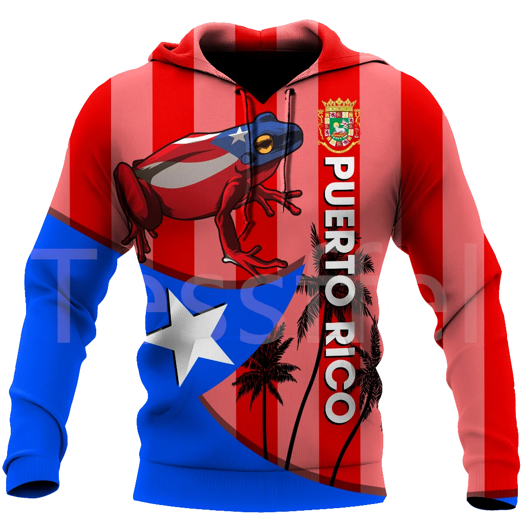 Tessffel Country Flag Puerto Rico Tattoo Emblem 3DPrint Men/Women Harajuku Pullover Casual Funny Hoodies Unisex DropShipping A-3