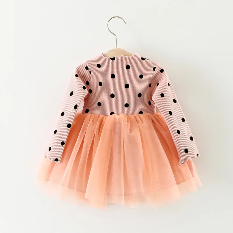 Girls Dress New Autumn spring Girls Clothes Long Sleeve Dot Kids tutu Dresses Baby lace dress