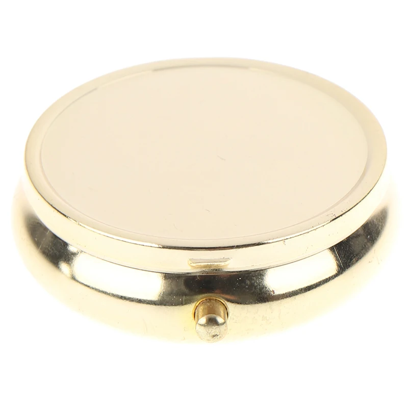 1PCS Gold Metal Round Pill boxes Medicine Organizer Container Medicine Case Pill Candy Box