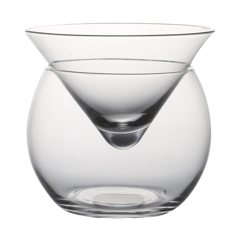 2022 جديد الجزيئية Mixology البينية مثلث كوكتيل مثلج كأس نبيذ من الكريستال مخروط مارتيني الكروية مجموعة نادل خاص