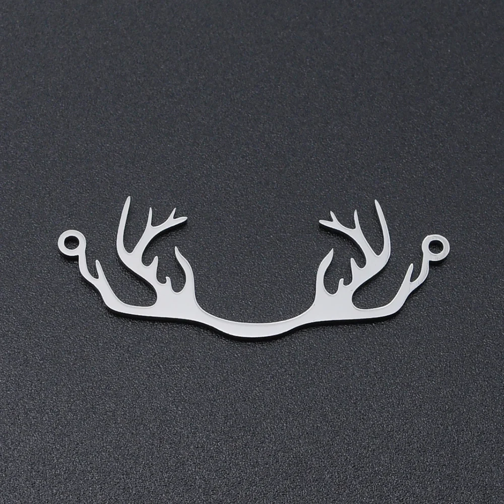 5pcs/lot 316 Stainless Steel  Antler Connector Pendants   Wholesale Top Quality Jewelry Making Charms