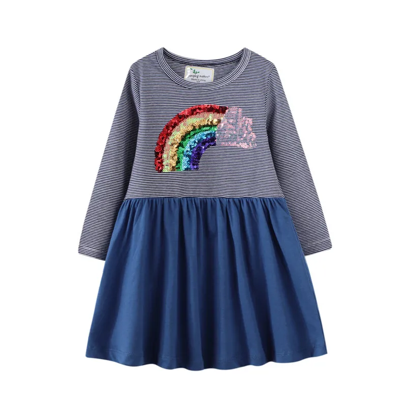 

Jumping Meters New Arrival Princess Rainbow Girls Party Dresses Beading Children's Autumn Winter Birthday Tutu Dresses Toddler