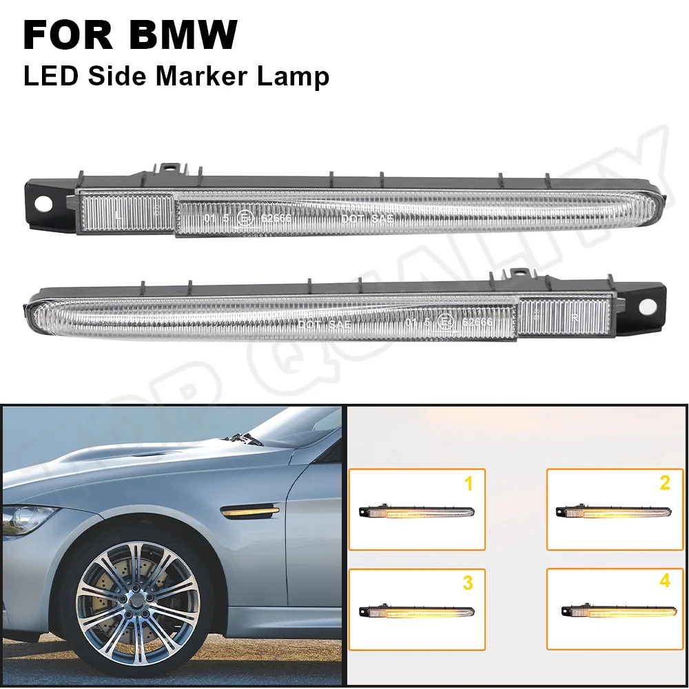 For BMW E90 E92 E93 M3 2007 2008 2009 2010 2011 2012 2013 LED Dynamic Sequential Side Marker Turn Signal Light Smoke / Clear