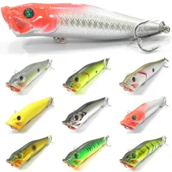 wLure 9cm 12g Red Mouth Painting Popper Topwater Hard Lure with Loud Rattling Sound and High Splash Water Fishing Lures T604
