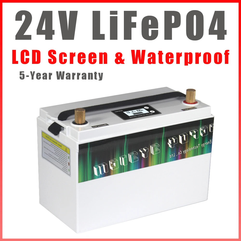 

24V 100Ah LiFePO4 Battery Deep Cycle 4000 Times for RV Camper Solar System Boat motor