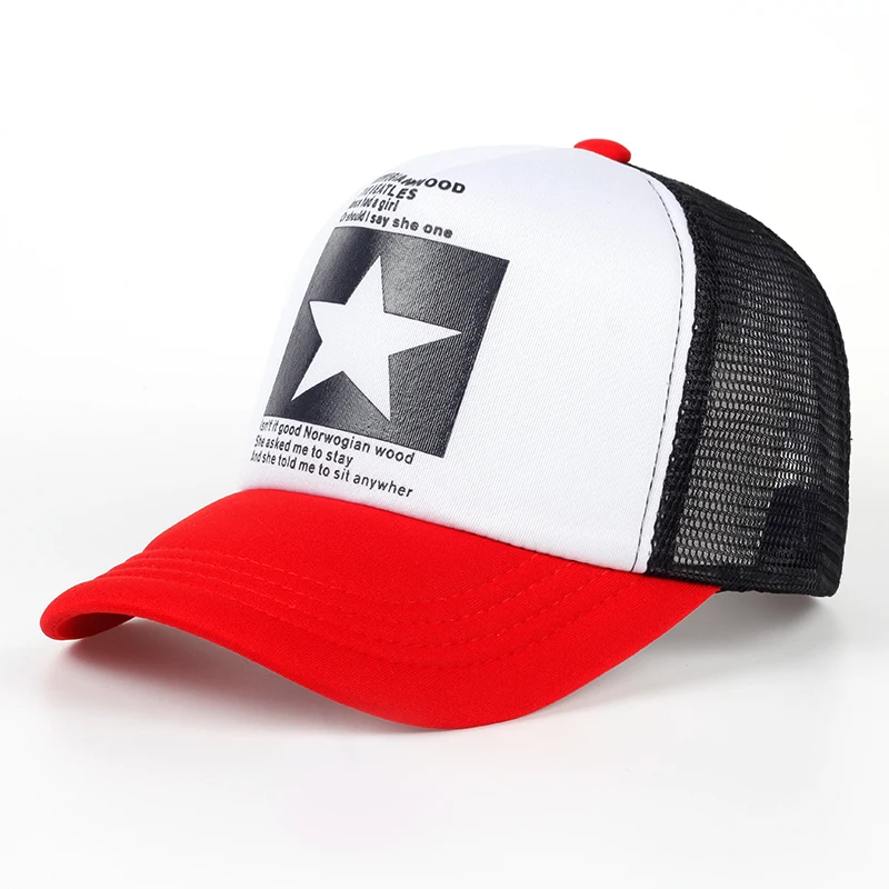 Unis Baseballkappe mit fünfzackigem Stern-Aufdruck, Frühling und Sommer, atmungsaktive Netzkappen für Männer und Frauen, Outdoor-Sonnenschutzhut, verstellbarer Wild-Hut – Detail 10