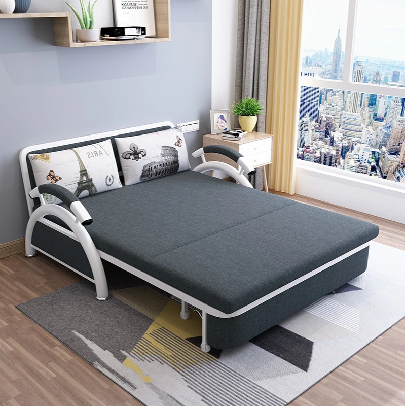 Factory Wholesale Multi-Function Foldable Sofa Bed Living Room Small Apartment Double Three Dual-Use Sofa Bed