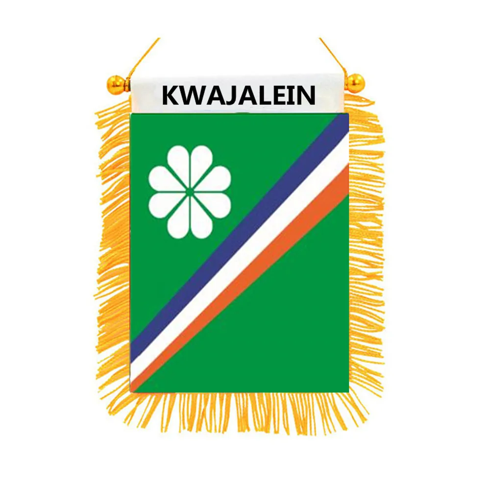 

Мини-флаг Kwajalein, декоративный подвесной флаг для машины, высококачественный двусторонний тканевый Блэкаут с принтом, Вымпел футбольной команды