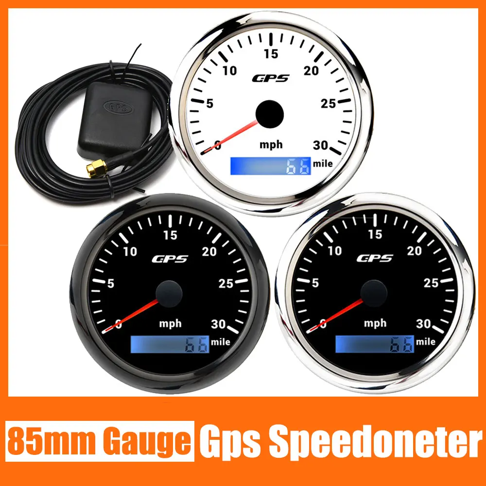 Universal Speed Meter Odometer Gauge Motorcycle 85mm GPS Speedometer Gauge with GPS Sensor MPH Mile  For Car BoatTruck9-32V