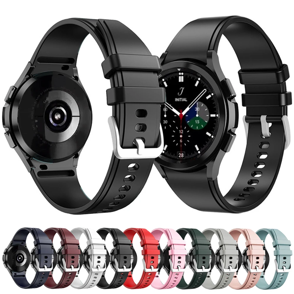 Correa de silicona original de 20 mm para Samsung Galaxy Watch 4/6 Classic 43mm 47mm 46 mm 42 mm pulsera de silicona para Galaxy Watch 4 / 5/6 44 mm