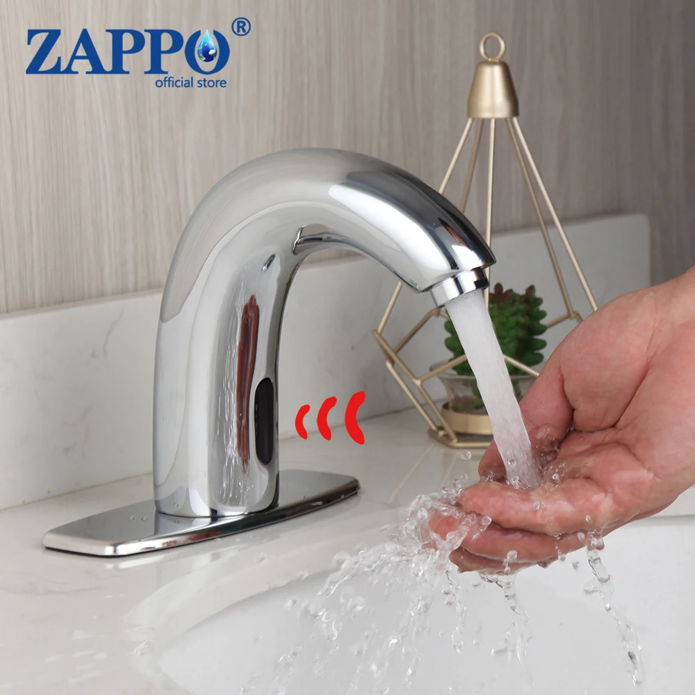 

ZAPPO Bathroom Automatic Infrared Sensor Faucet Tap Water Saving Inductive Electric Basin Faucet Mixer Sink Faucet Touchless