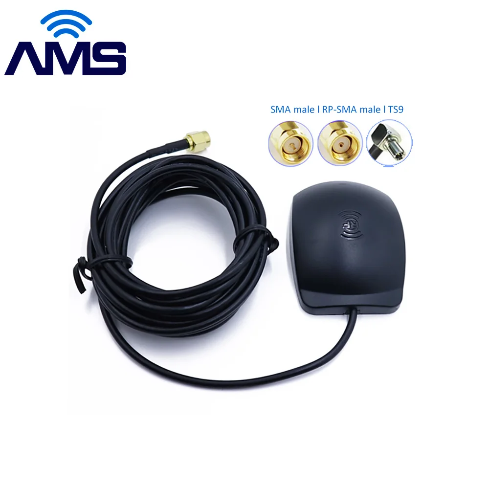 Ams fábrica atacado externo gprs glonass antena magnética de alto ganho 28dbi ativo gps bd antena sma/ts9 conector com 3m