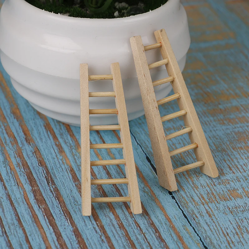 1 Piece Mini Wooden Step Ladder Fairy Garden Miniatures DIY Dollhouse Miniatures Ornament Decoration Furniture Toys