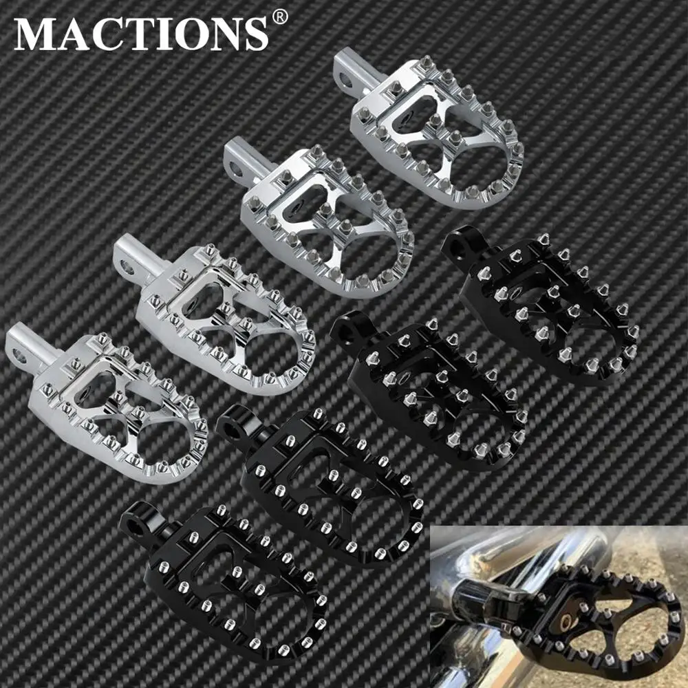 

Motorcycle Universal CNC Footpeg Footrest Pedal Black/Chrome For Harley Sportster Iron 883 Bobber Chopper Fatboy Wide Glide Dyna